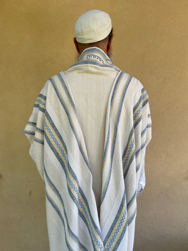 Handmade Tallit - Hochma White Background