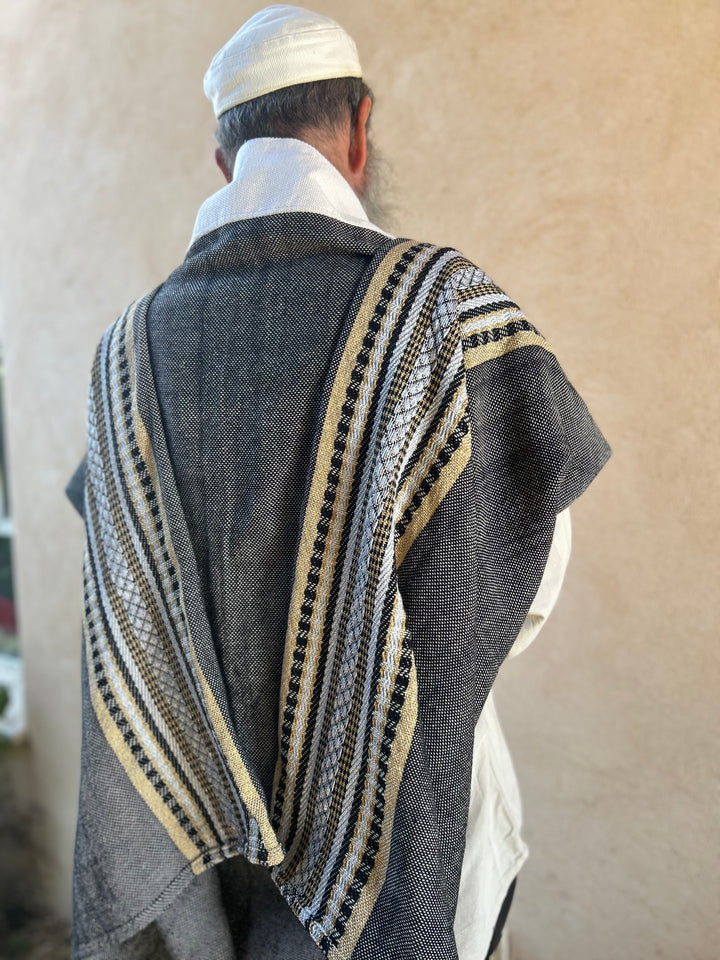 Black Gold and Silver - Handmade Cotton Tallit