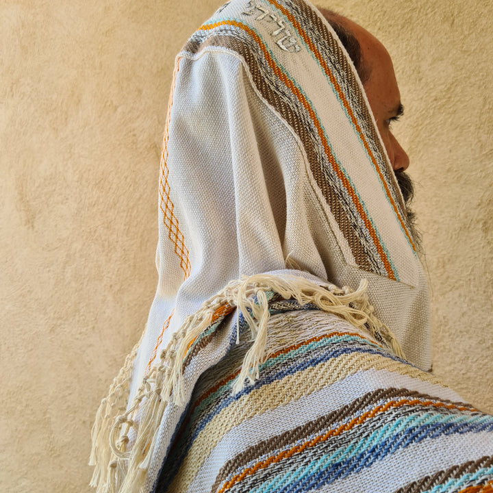 Handmade Tallit - Tavor white background